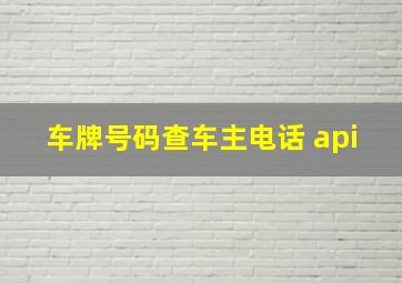 车牌号码查车主电话 api